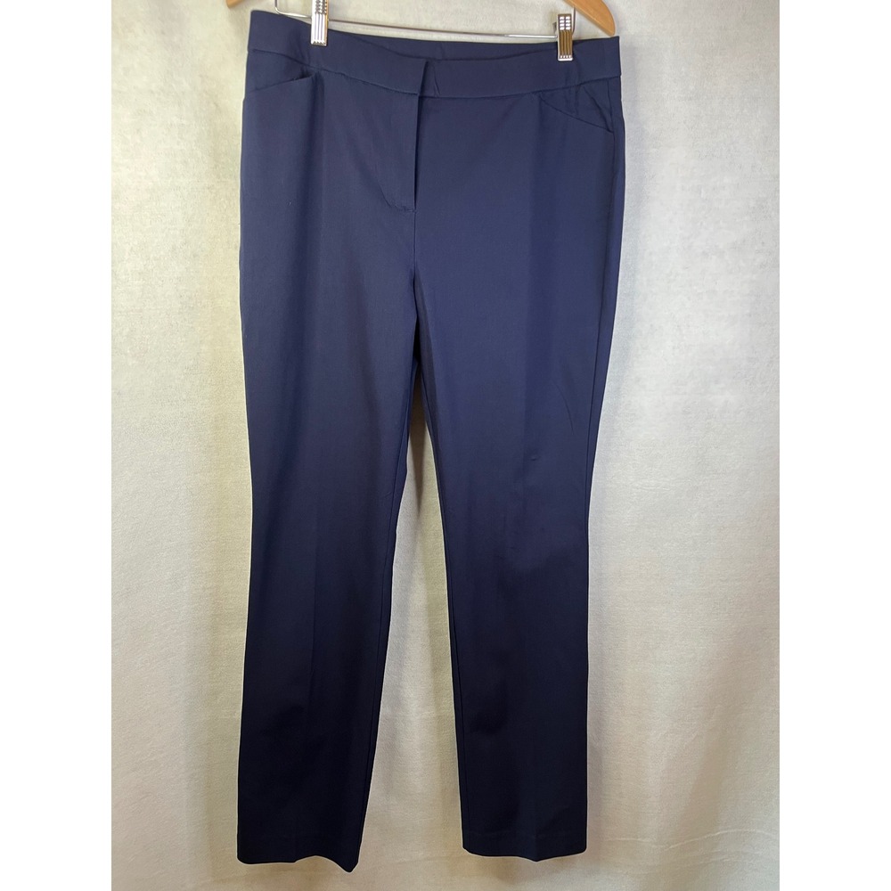 Chico's women's  navy blue straight leg trousers Sz 1.5R / 10R‎